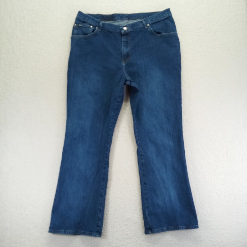 Blu Jeans Womens 16W Medium Dark Wash Straight‎ Leg Stretch Denim Pants 157707T